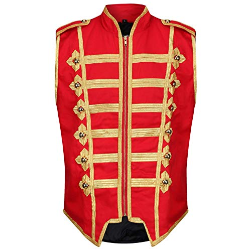 Ro Rox Sleeveless Marching Band Drummer Parade Military Jacket, Lightweight Vest for Stage Performances, Steampunk Parties