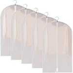 5-Pack Dust-Proof Hanging Garment Bags - PEVA Breathable Clothing Protectors with Full Zipper, Clear Storage Covers for Wardrobe & Closet Organization (100x60cm)