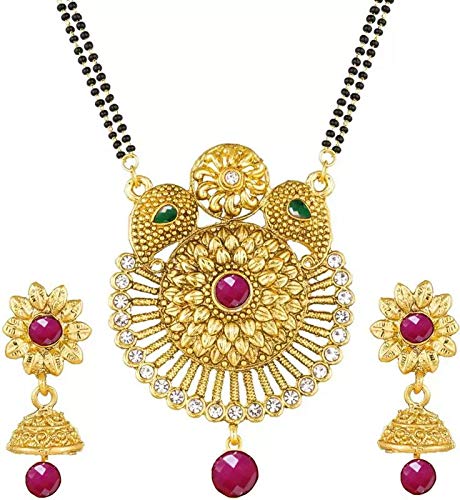 Bhagya Lakshmi Women's Pride Copper Plated Mangalsutra with Earrings for Women