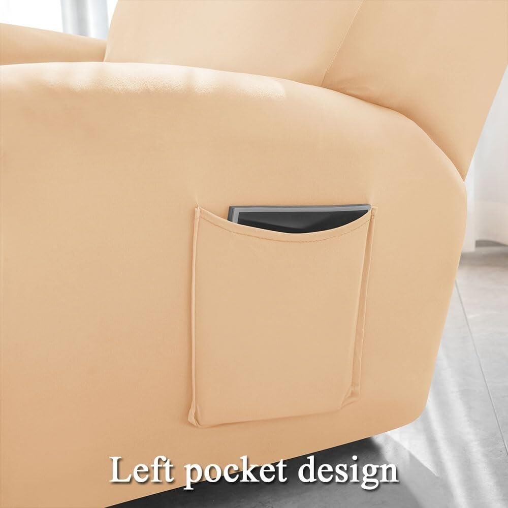 Funda elástica Impermeable para sillón reclinable, Color Liso, Antideslizante, con Bolsillo Lateral, Lavable, Protector de Muebles para Silla.