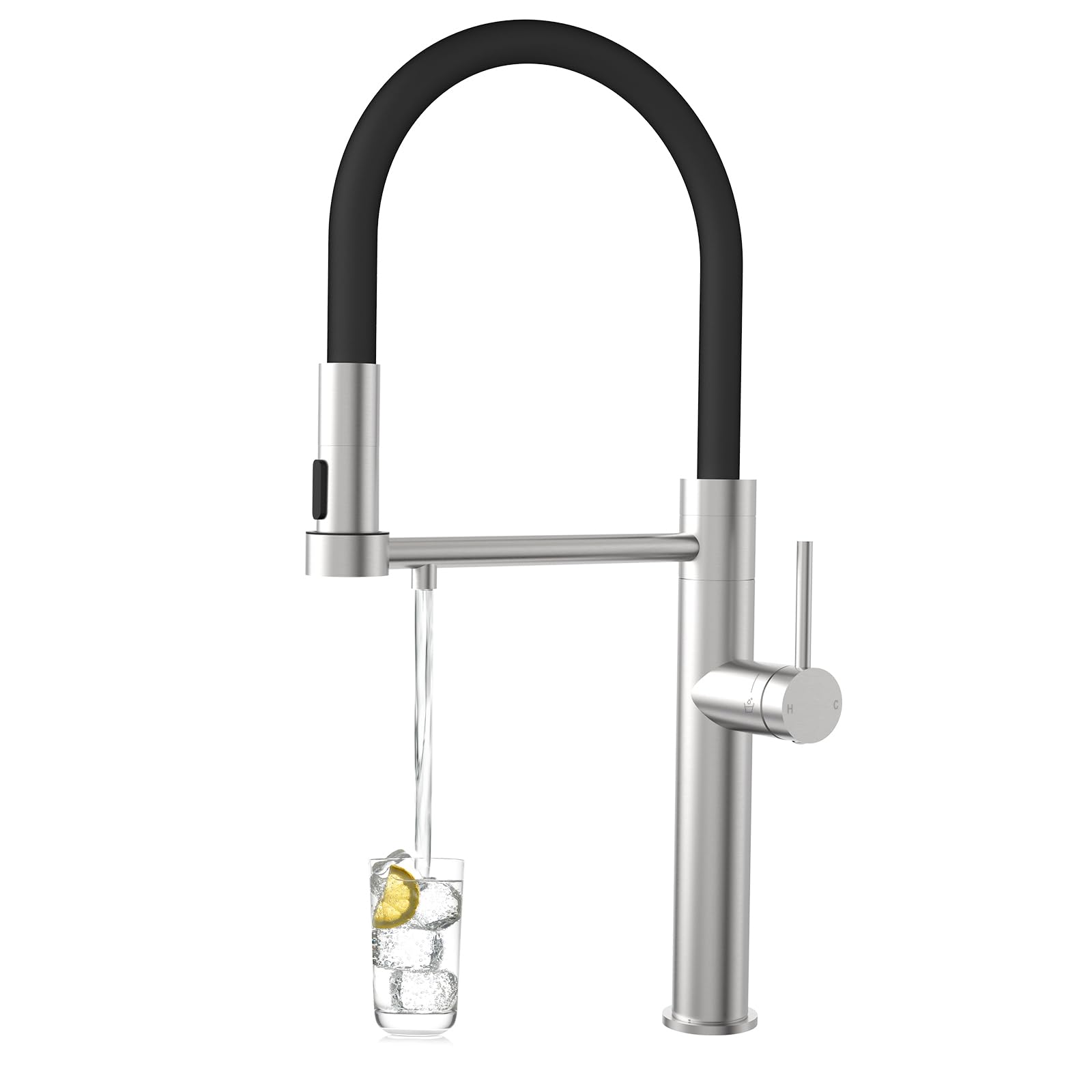 Tohlar 3 Way Kitchen Tap, Kitchen Sink Tap Mixer with Pull Out Sprayer Kitchen Sink Taps with Drinking Water Filter Outlet, Brushed Nickel Steel Single Handle Kitchen Mixer Faucet