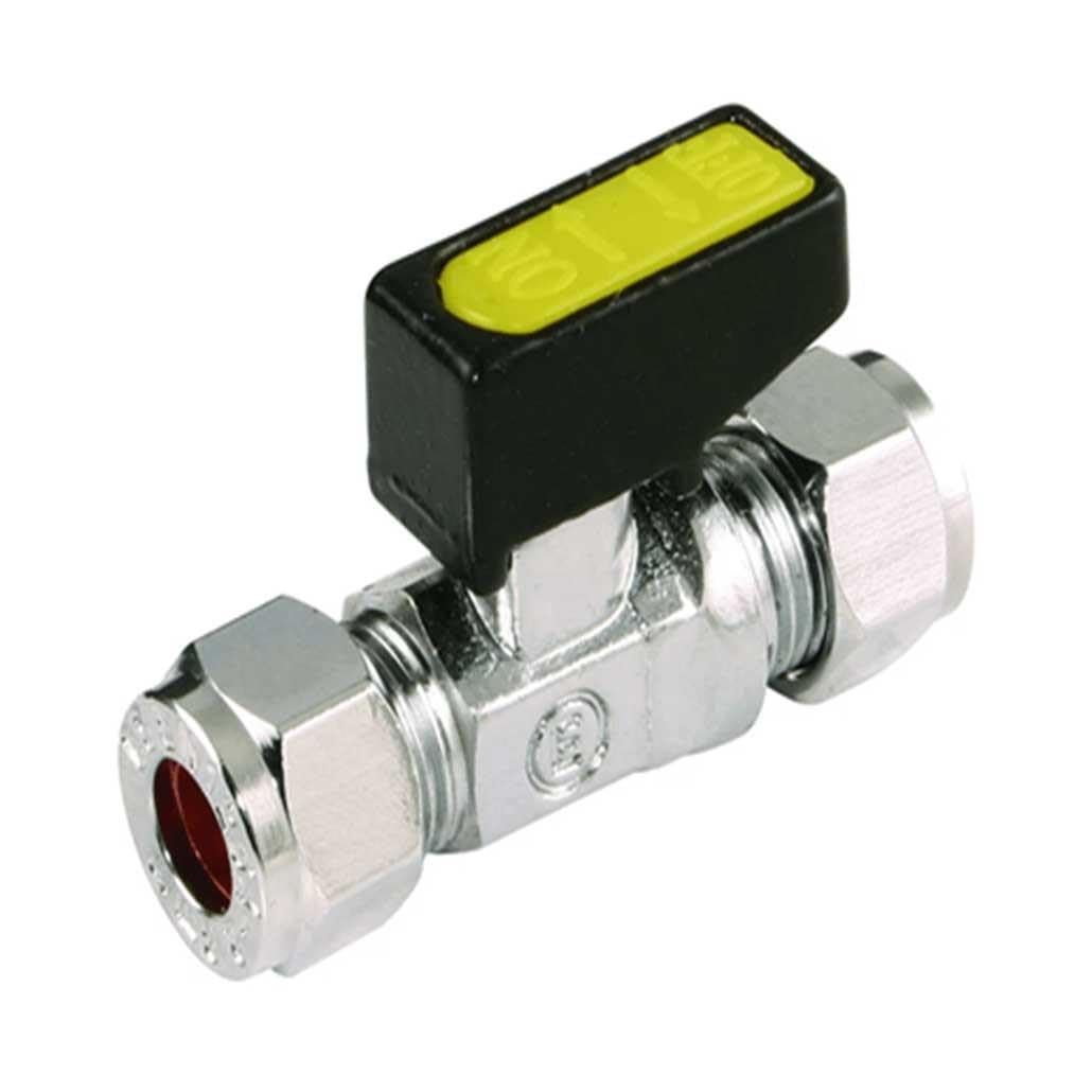 Pepte Chrome 15Mm Straight Mini Ball Valve Compression For Water Gas And Oil