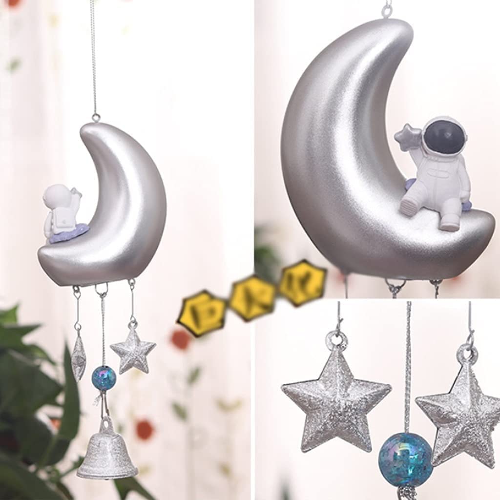 Campanelli A Vento da Giardino Luna Astronauta Campanelli Eolici Articoli for Feste Regalo Giardino Esterno Casa Corridoio Decorazione for Ufficio(Blue,Silver)
