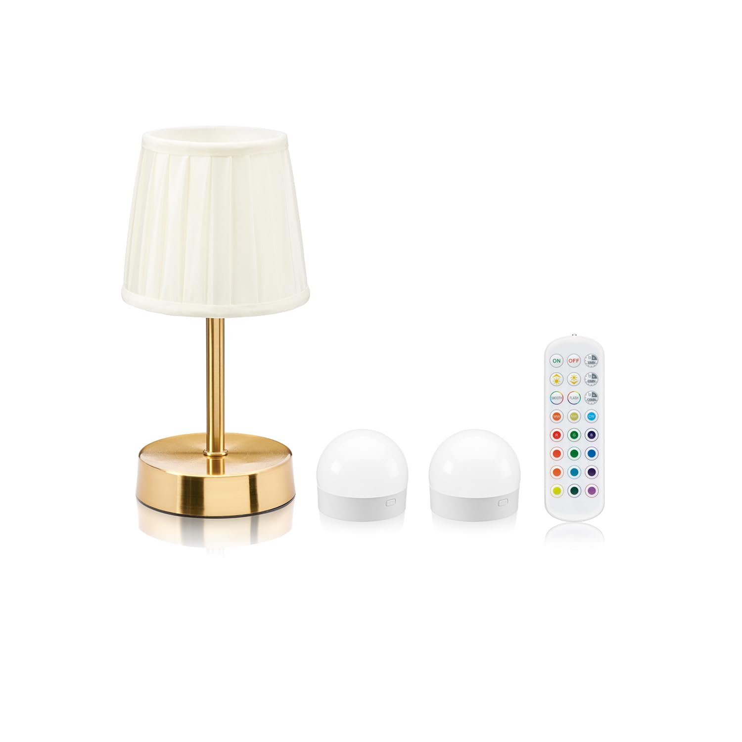 Auraglow Rechargeable Wireless LED Table Lamp with Remote – Battery-Powered, Dimmable, Colour-Changing Cordless for Hotels, Restaurants, Bars & Homes (1 Lamp, 2 Light Sources, 1 Remote)