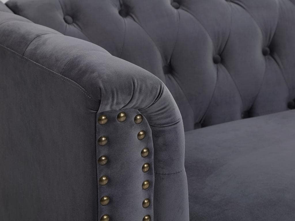 Close-up of the studded armrest on the TURNER sofa