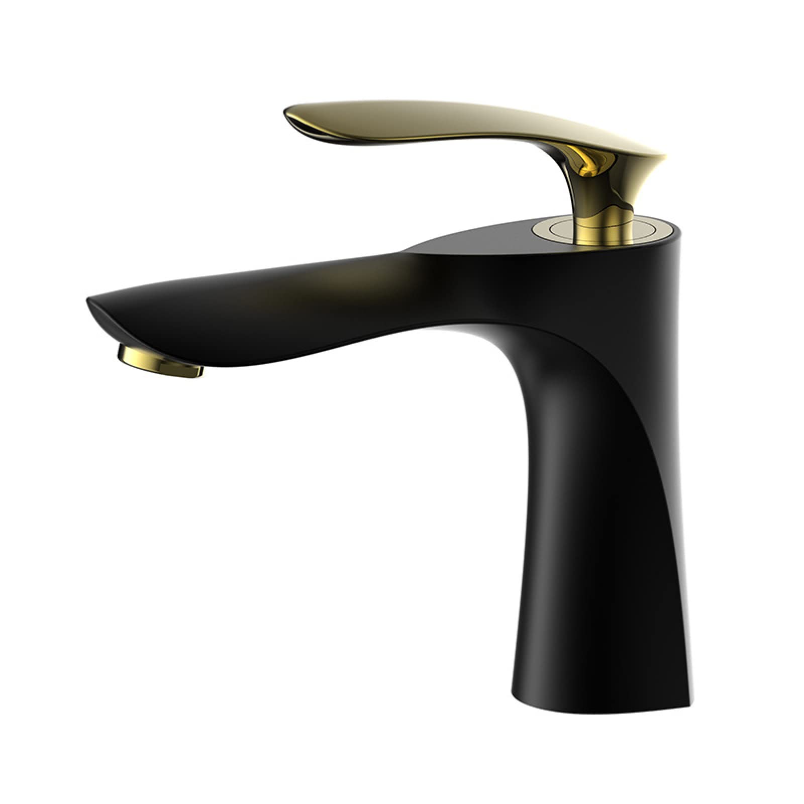 Robinet de lavabo Or Noir élégant mitigeur eau chaude et froide pour vasque à poser