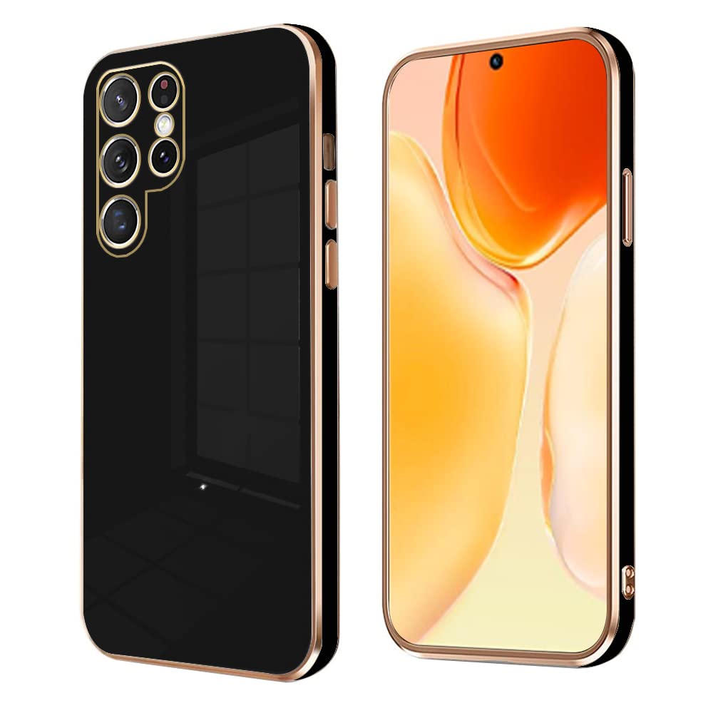 Hlgcokro Compatible with Samsung Galaxy S25 Ultra Case Cute for Women Girls Men, Luxury Plating for Samsung Galaxy S25 Ultra Phone Case Slim