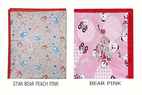 Image of EcoSoft Plastic Sheet,PVC Sheet for Kids,Rubber Sheet for Babies,Bed Wetting Protector(90 x 135 cm) (Pink Bear & Pink Star Bear)
