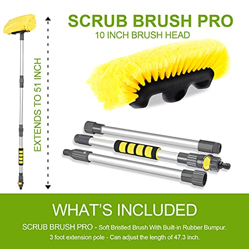 Anyyion 51 Inch Car Wash Brush with 10 Inch Soft Bristle, On/Off Switch for Car Truck Boat Washing Brush, Perfect for Cleaning House Siding, Auto Cars, Trucks, SUV, RV, Floors and More! - Image 4