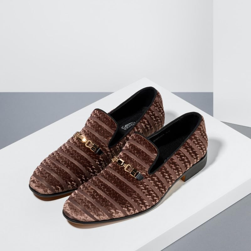 Mens Dress Velvet Shoes Dress Loafers Velvet Slip on for Men - Vintage Fashion Velvet Dress Shoes for Mens - with & Elegant Gold Buckle4