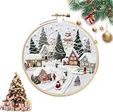 AZKRWFLM Christmas Village Embroidery Kit for Adults – DIY Winter Snow Scene Hand Embroidery Set with Pattern Manual, Holiday Decor Craft Kit for Beginners,