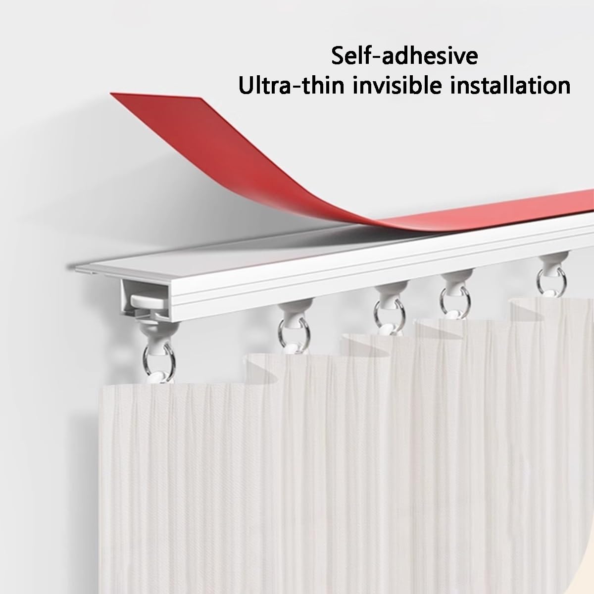 HighPerformance Samoprzylepna aluminiowa szyna do zasłon montażowych na sufit / ścianę idealna do zasłon prysznicowych szafek kamperów 230 cm / 2 x 115 cm biała