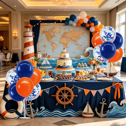 Image of TONIFUL 4 Set Navy Blue Orange Balloon Stand Centerpieces for Table