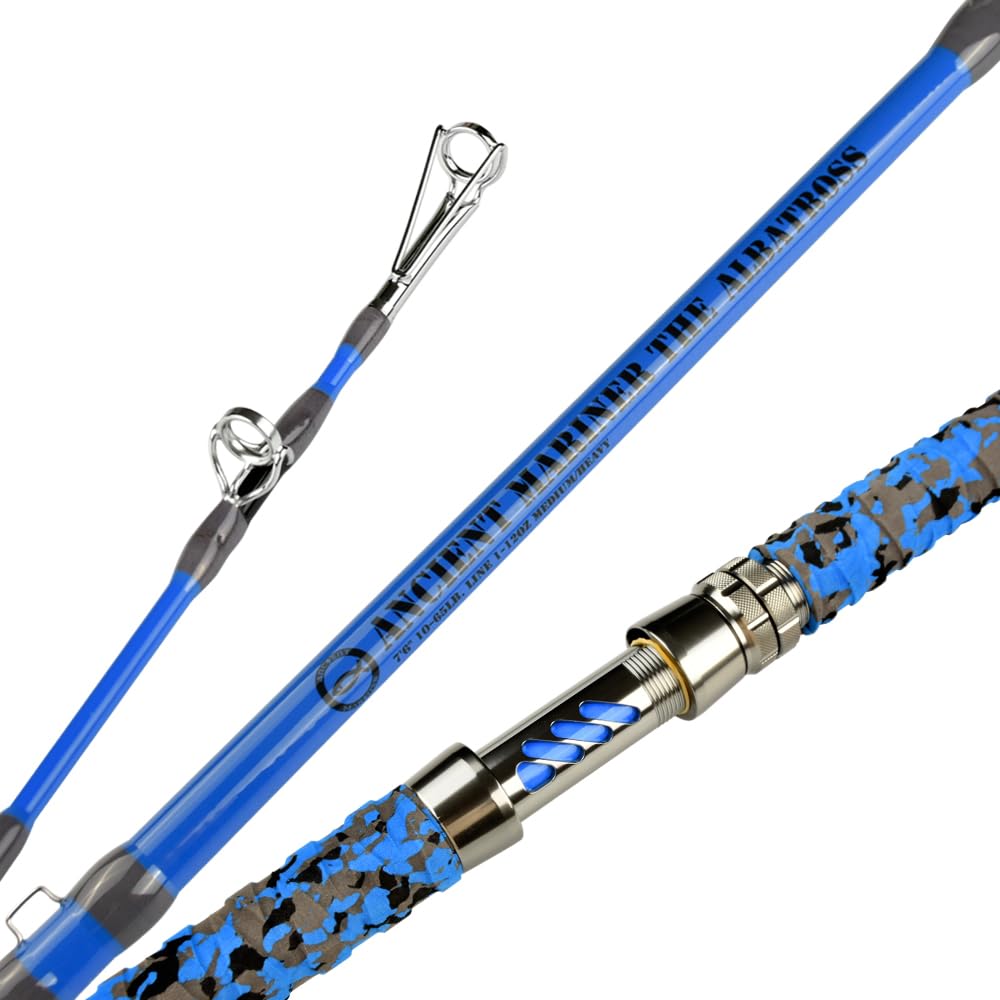 ANCIENT MARINER Albatross Series Castfish Rod 10' Catfish Casting Rods 2 Piece Glow with Black Light Catfish Fishing Rod (Blue) : Sports & Outdoors