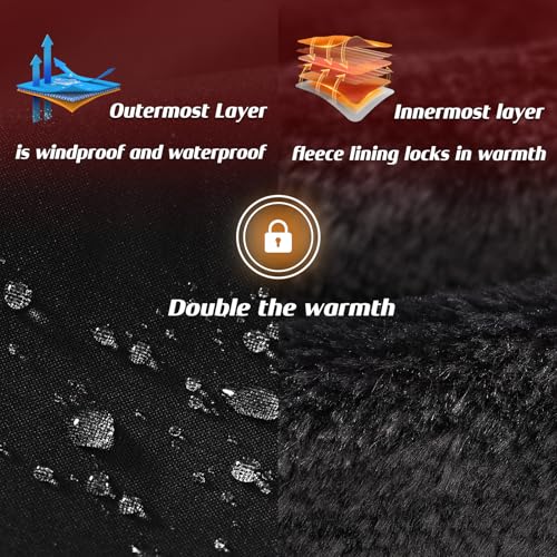 Image of Mens Skiing Jackets Winter Waterproof Snow Jackets Fleece Lined Insulated Heavy Parka Jackets Coats with Hoode