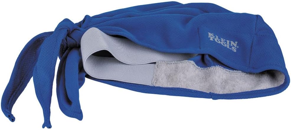 Klein Tools 60180 Cooling Bandana, Adjustable Sweat Wicking Skull Cap can be Worn Under Helmet, 2-Pack