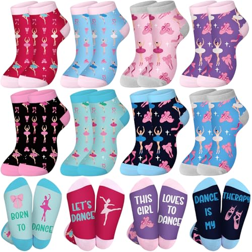 Glitopper 8 Pairs Dance Theme Socks Dancer Team Gifts Bulk...