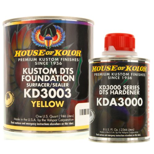 House of Kolor Quart Kit Yellow Color Kd3000 Dts Surfacer/Sealer W/Hardener