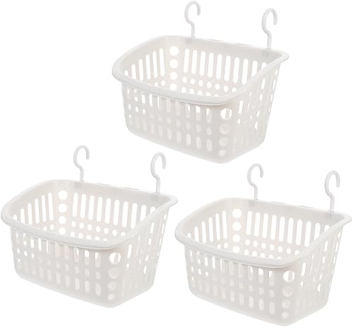 Luxshiny Cesta de ducha colgante de plástico con gancho para baño, champú, acondicionador, cocina, despensa, baño, dormitorio, 3 uds