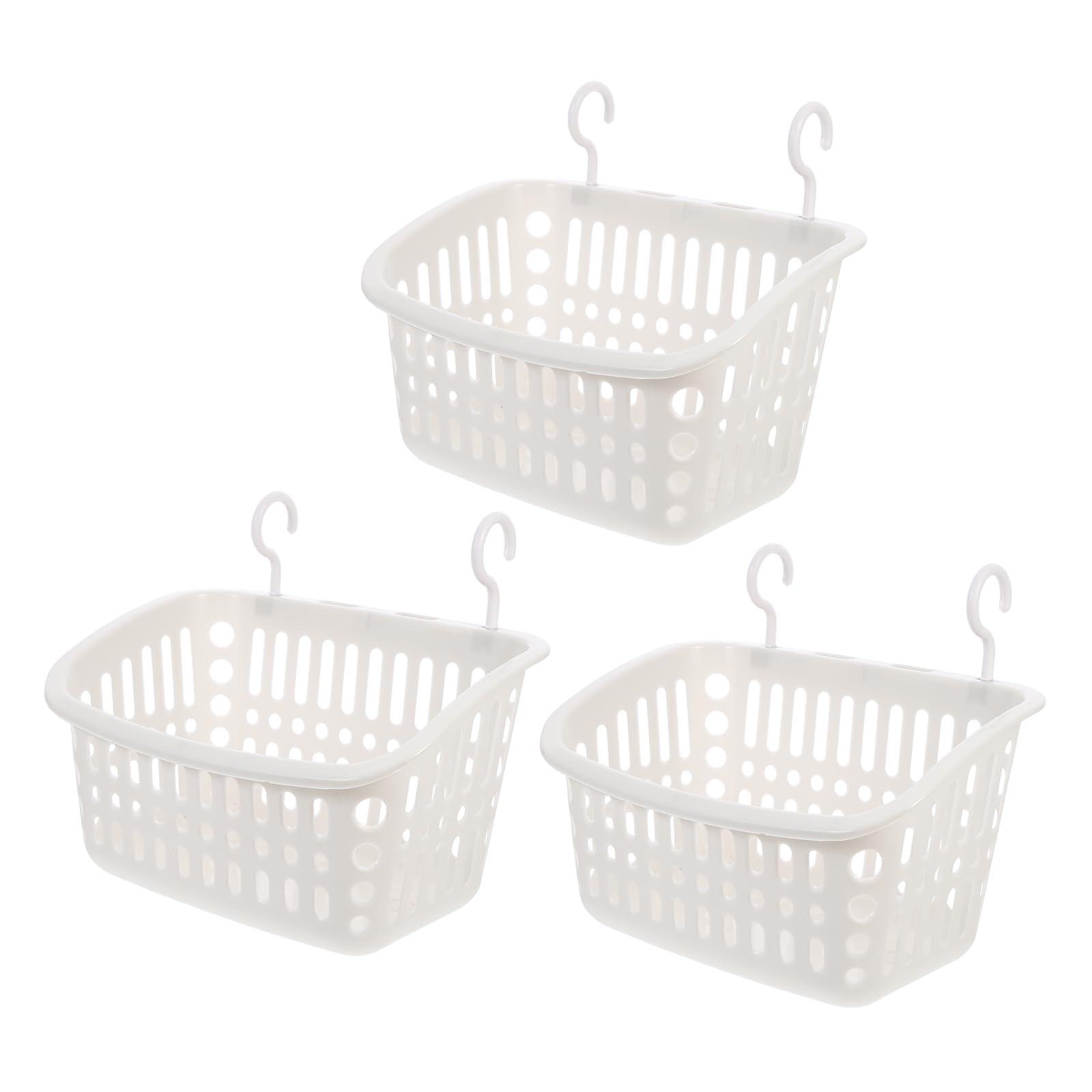 Panier de rangement mural pour salle de bain et cuisine Abaodam en plastique blanc, lot de 3