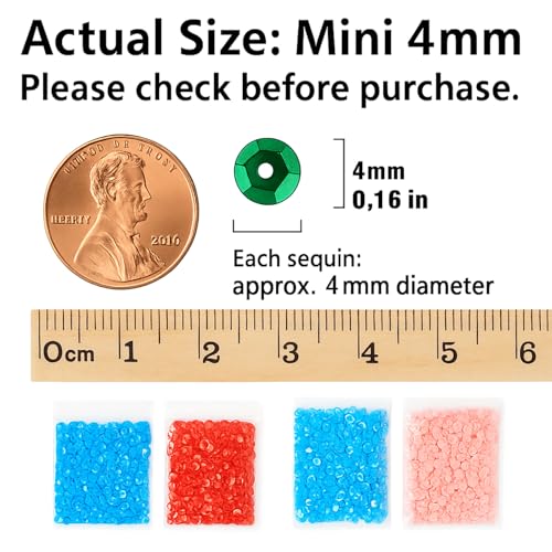 DIYASY 45000 Pcs Mini 4MM Sequins for Crafts – 24 Colors Round Cup Embroidery Sequins with Hole by DIYASY - Used condition - Image 2