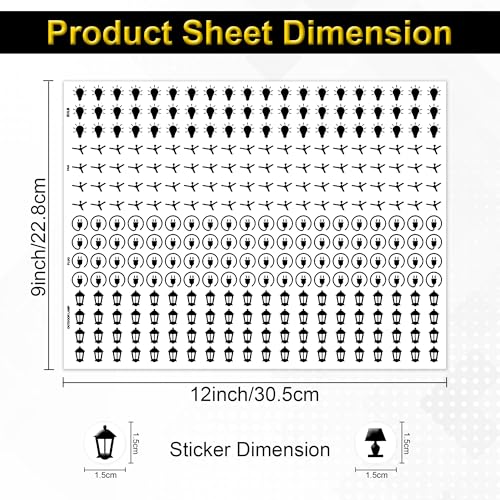 Image of GLUN Electric Board Switch Stickers, 38 Icons 600 Stickers Set Monochrome Colors, for All Types of Appliances or Machinery, Fan, Light, Fridge, AC, Switch Stickers