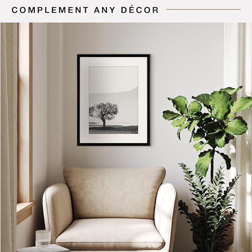 Image of MCS Everline Poster Frame, 16x20 Matted to 12x16, Black | Matted Poster Frame For Photos & Art Prints, 16x20 Inch Outer, 12x16 Inch Picture Window, Black Finish, 1-Pack