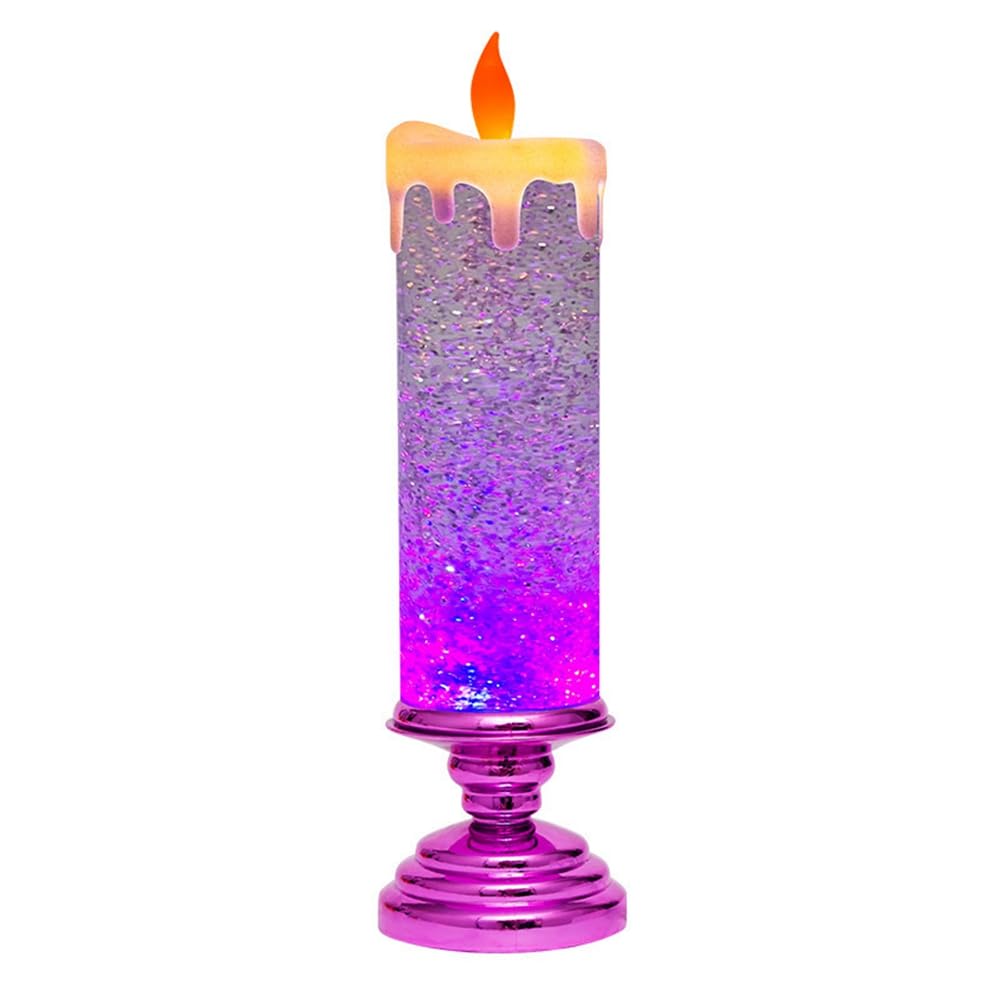 worien LED Christmas Candles Colour Changing LED Water Candle with Glitter Flameless LED Candle Lights Desk Table, Rose Red