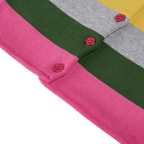Image of BOBOYOYO Girls Cute Cardigan 100% Cotton Rainbow Kids Cardigan Sweater | Button up Striped Knit Cardigan for Children 3-14 Years