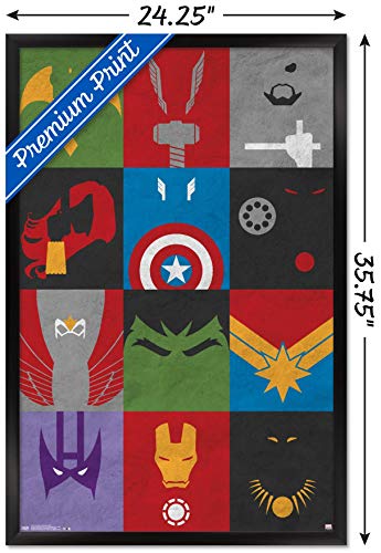 Trends International Marvel Comics - Avengers - Minimalist Grid Wall Poster, 22.375" X 34", Black Framed Version #TOP2