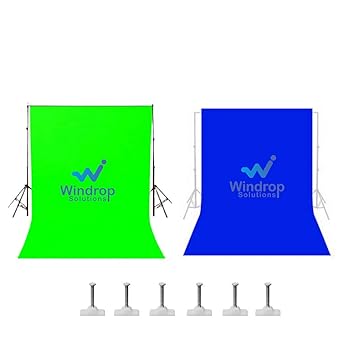 WINDROP SOLUTIONS Combo of 2 Background Photo Video Studio Back Drop 8 x 12 ft for Indoor-Outdoor Online Classes Photography Videography YouTube Videos Gaming Made in India (Green-Blue)