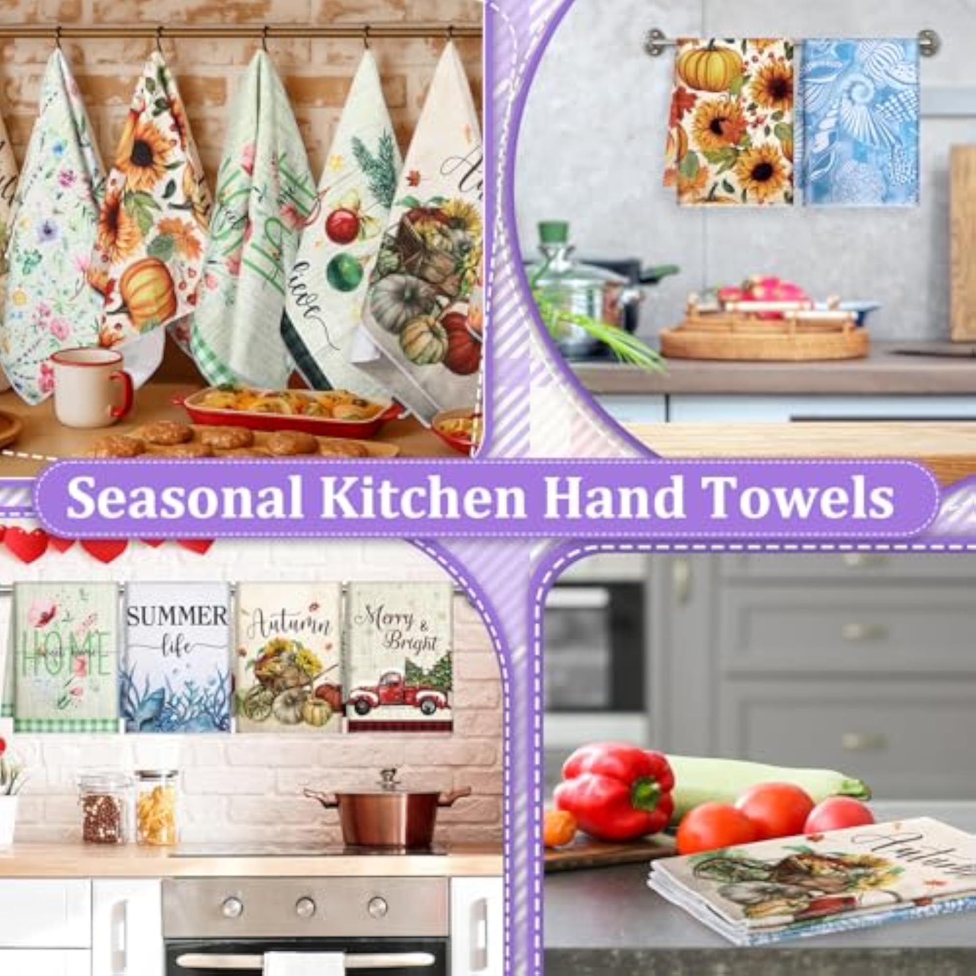 12 Pcs Seasonal Kitchen Towels Holiday Set