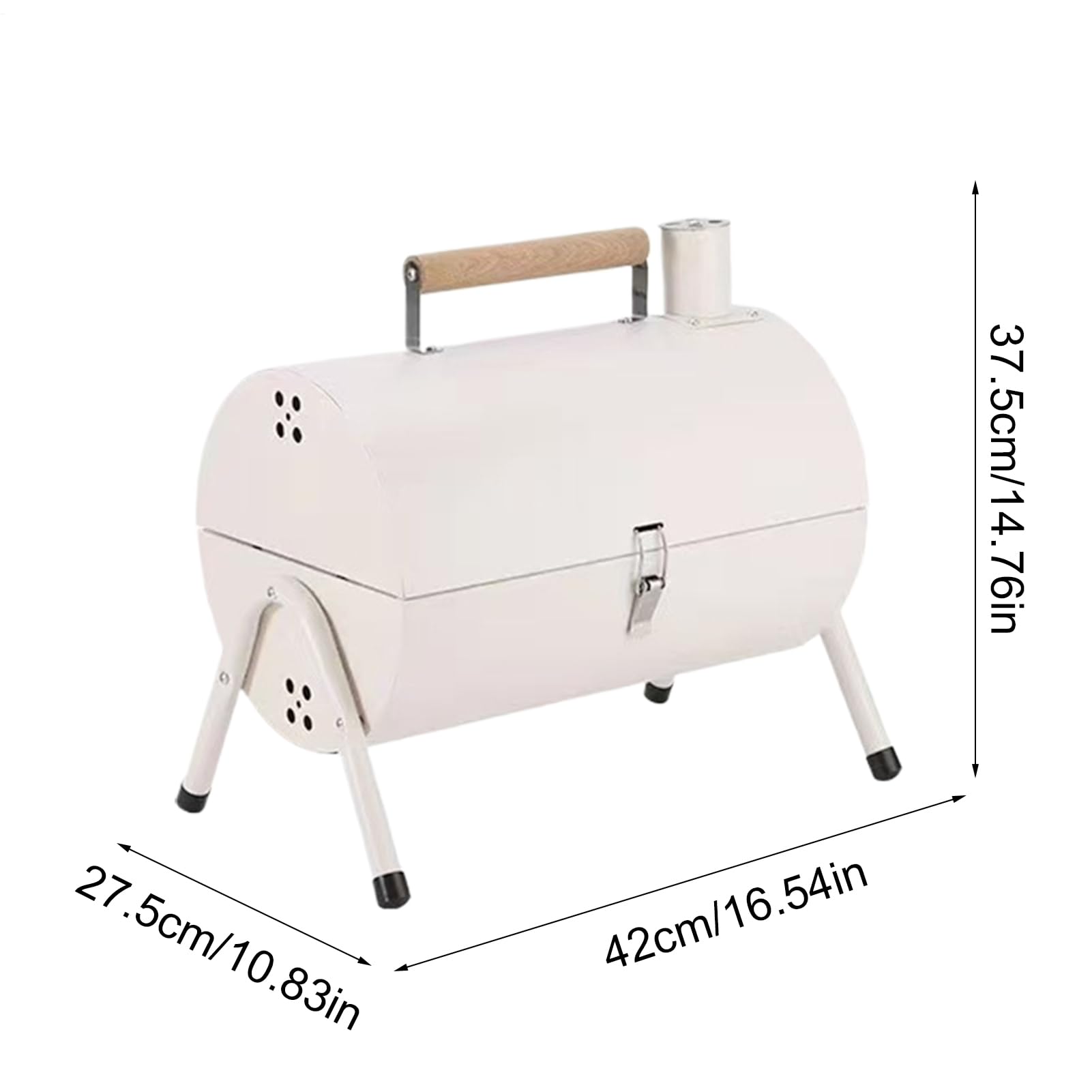 Beczkowy Grill Węglowy Przenośna, , antypoślizgowa pokrywa