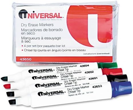 Universal: marcadores de borrado en seco, punta biselada, surtidos, 4/set – :-Se Vende como de 2 paquetes de – 4 – / – Total de 8 cada