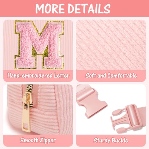 Image of Gitus Gifts for 10-16 Year Old Girls: Christmas Gifts for Teen Girls & Women - Fanny Pack with Initial Letter Patch Belt Bag Crossbody Bag (Light Pink-M)