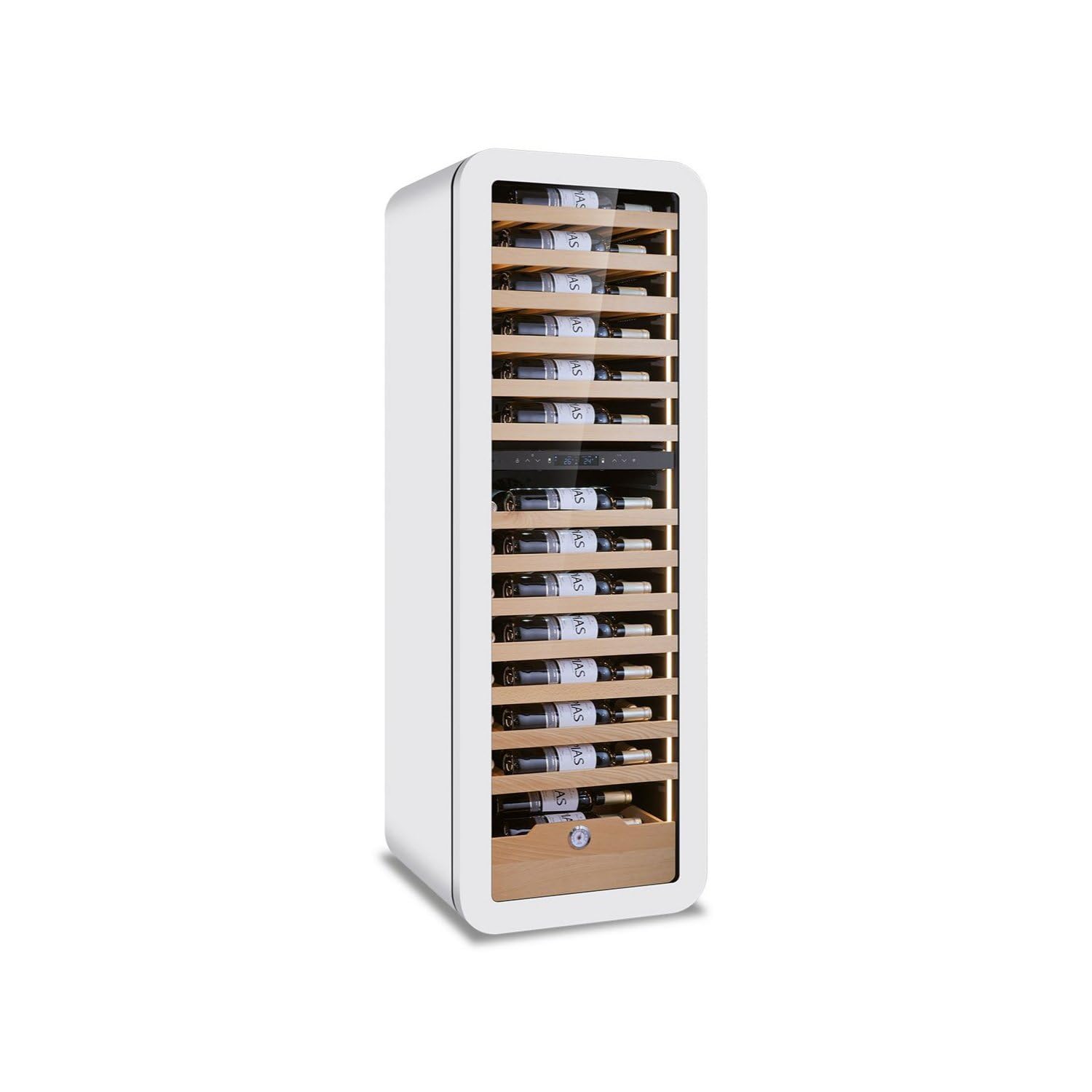 Ristoattrezzature Cantina vini refrigerazione ventilata bianca 86 bottiglie +2 +12 °C/ +12 +20 °C 54x55x160h cm