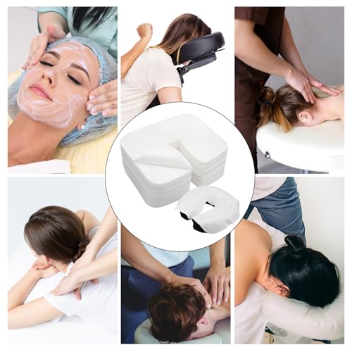 200 Stück Einweg Nasenschlitztücher für Massageliegen,Vlies Einwegauflagen für Kopfstützen bei Massagetischen,Massagebänken & Behandlungsliegen, Massage-Zubehör Gesichtsauflagen 35 x 30cm