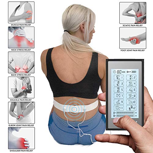 12 Modes HealthmateForever Best Muscle Stimulator tens EMS nmes Unit Machines Electric Electronic Pulse Massagers for Lower Back Sciatica Hip Pain T12AB2 (Black in Silver) - Thumbnail 6