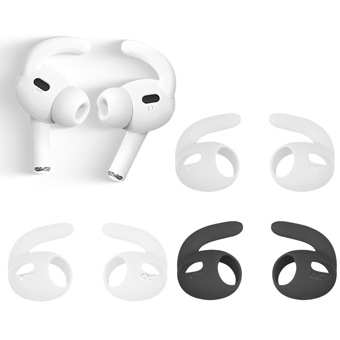 JEYORZY 3 Paia Ganci per Airpods Pro 2, Ganci Orecchie Compatibili con AirPods Pro2, Ganci Anti-Smarrimento per AirPods, Supporto Sport Ergonomici in TPU per Attività Sportive, Corsa, Ciclismo