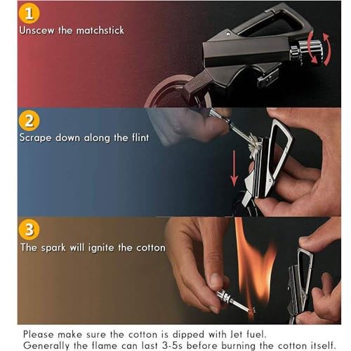 Image of Permanent Metal Lighter, Keychain for Outdoor Use, Emergency Survival Gear with Flint Metal Match, Rechargeable Kerosene Lighter