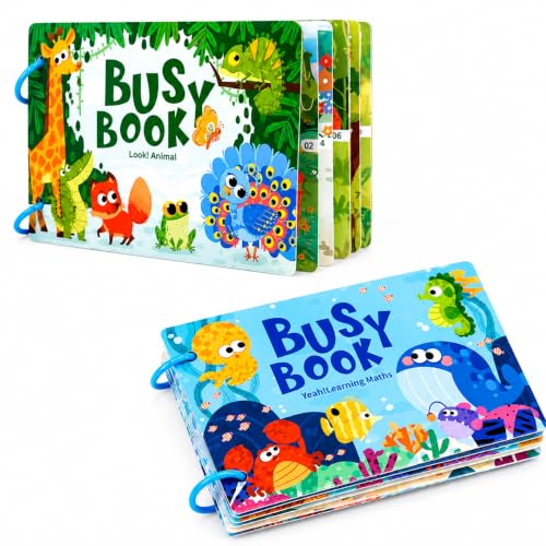 Image of Toddler Busy Book - Activity Binder for Kids 3+ Years | Montessori Learning Busy Board | Activity Book | Educational Toy | Easy to Carry Travel Book | Return Gift for Kids (Animal and Numbers)