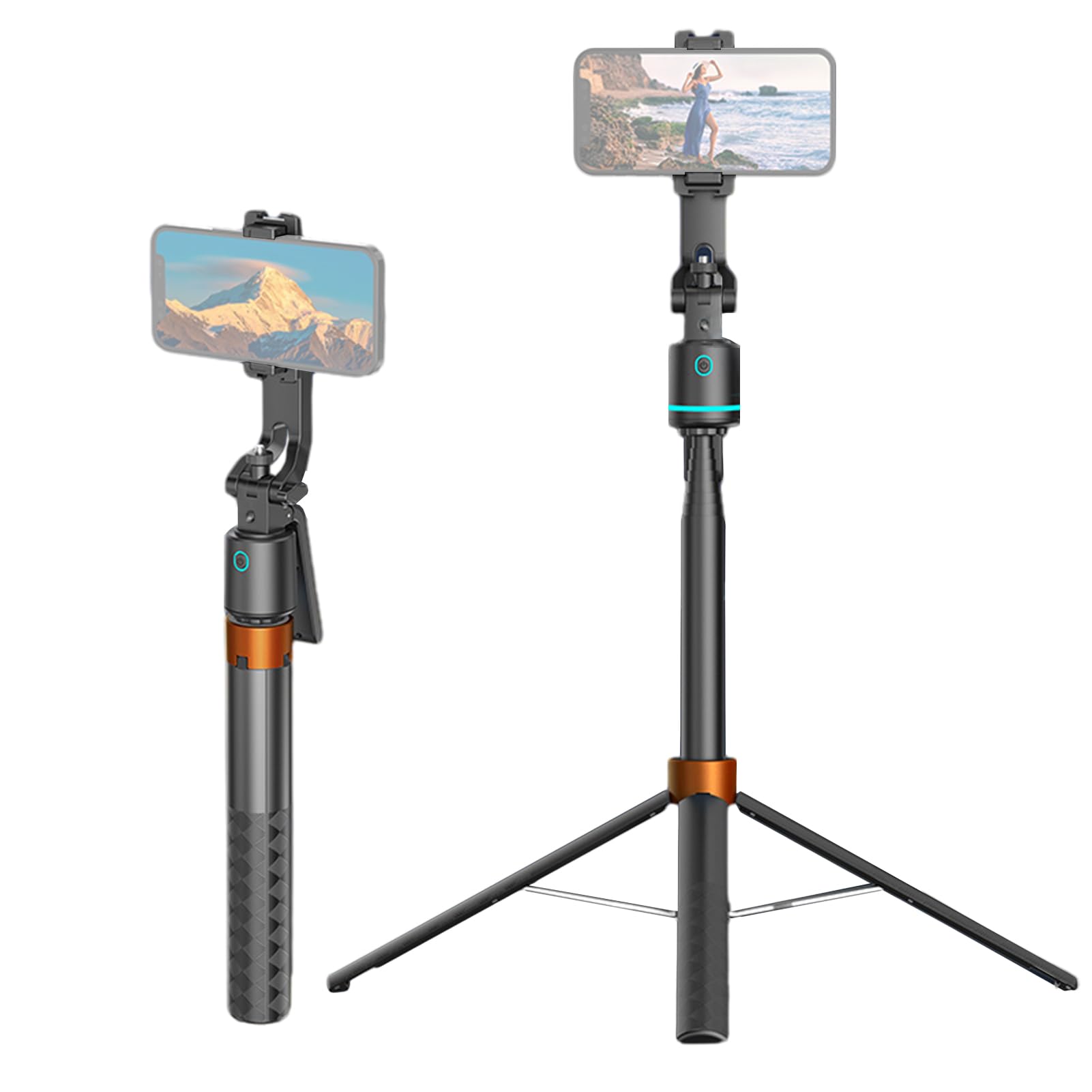 Andoer Trípode de palo selfie de 180 cm, trípode para teléfono móvil con seguimiento automático de la cara, giratorio 360°, soporte de gestos con tornillo de 1/4 pulgadas, disparador remoto para vlog,