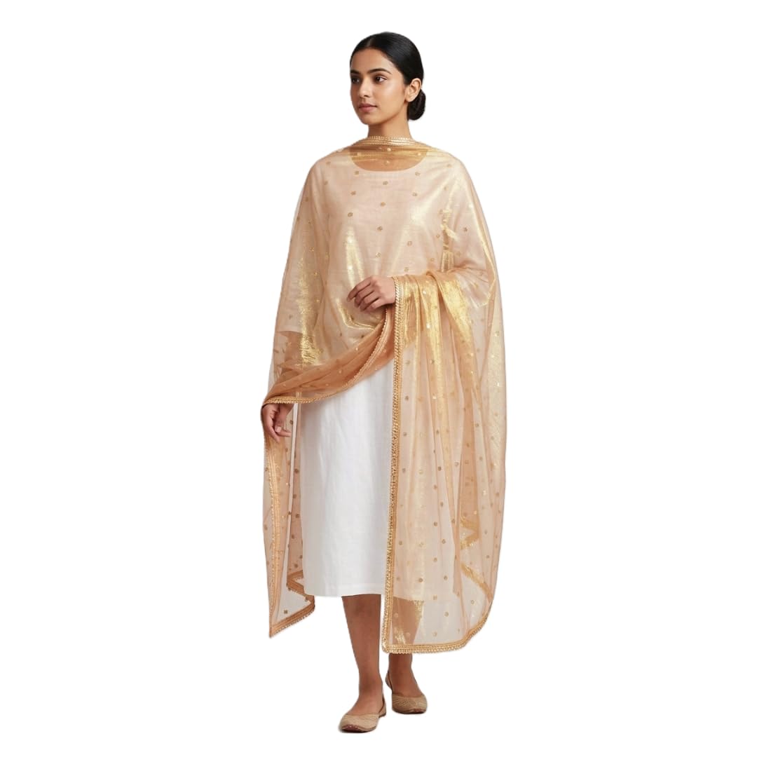EUPHORIA Tissue Dupatta with Golden Butti Work and Lace for Women | Traditional Ethnic Dupatta for Weddings and Festivals - Review, Price and Buying Guide