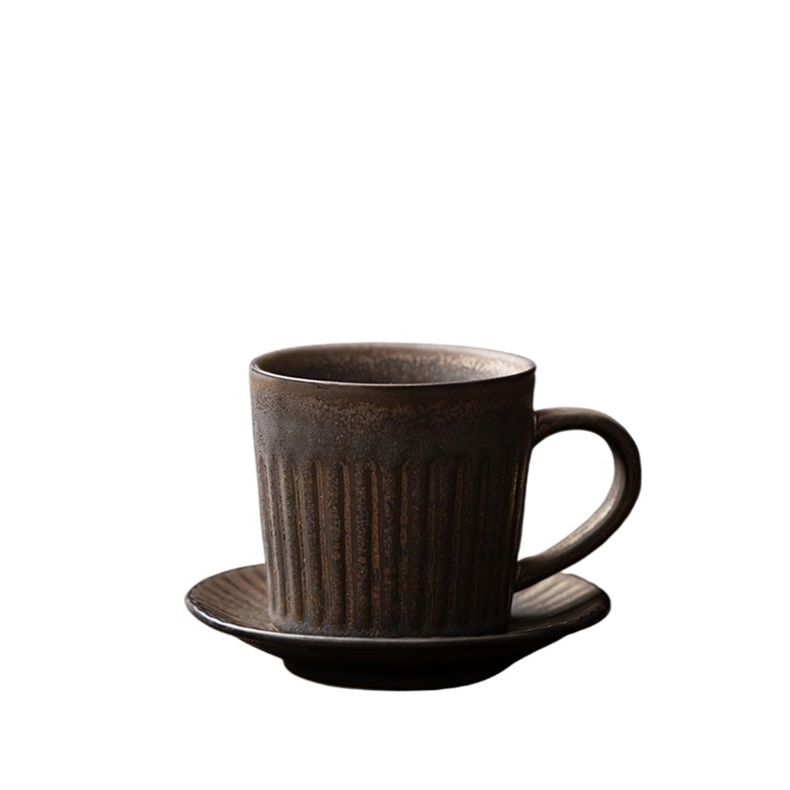 Kaffeetasse Untertasse Sets Vintage-Kaffeetassen aus Keramik mit Tablett und Henkel, Retro-Keramik-Kaffeetasse und Untertasse, Set mit Fotografie-Requisiten, Kaffeegeschirr-Tassen(B)
