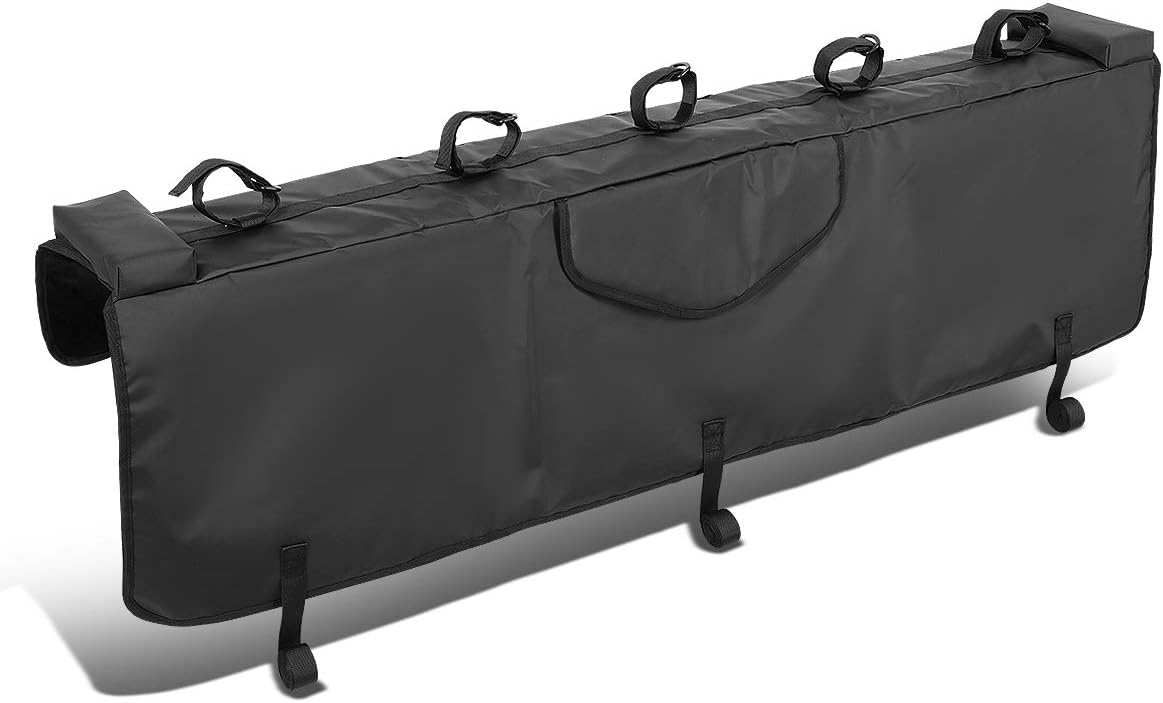 Auto Dynasty 53 Inches Wide Waterproof Vinyl Pickup Truck Bed Tailgate Crash Pad Protector w/ 5 Bike Rack Straps