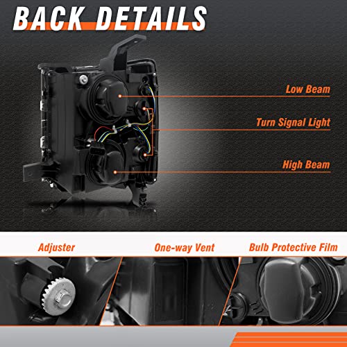 Axlaha Headlights Assembly For 2014-2015 Chevy Silverado 1500 Pickup Chrome Housing Projector Replacement Driver And Passenger Side #TOP2