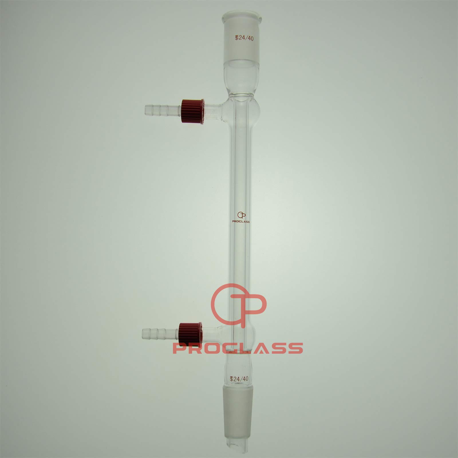 Proglass 24/40 Joint 200mm Glass west Condenser with Removable Hose Connections