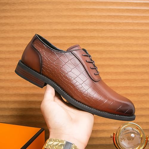 Mens Leather Printed Luxury Formal Oxfords Classic Modern Lace Up Business Dress Shoes Wedding Party Brogue Shoes3