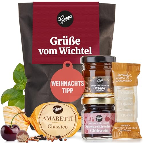 Gepp's Feinkost Wundertüte 'Grüße vom Wichtel' I Herzhaft-süße Delikatessen im kleinen Geschenkset I Wichtelgeschenk für Frauen, Männer & Kollegen I...