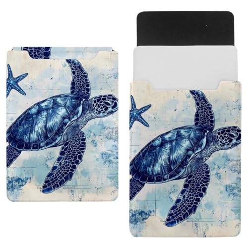 Housse ordinateur portable tortue bleue au design vintage et tissu protecteur